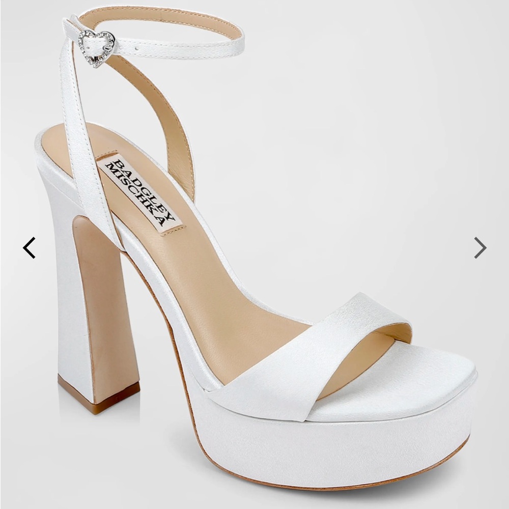 Badgley Mischka Caia Crystal Heart Platform Sandals